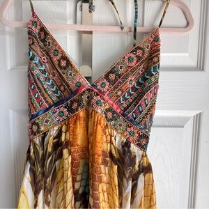 Boston Proper Multicolor Beaded Embroidered Maxi Dress